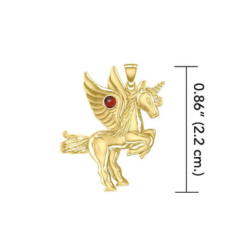 Mythical Unicorn Solid Gold Pendant with Gemstone GPD5401 - Jewelry